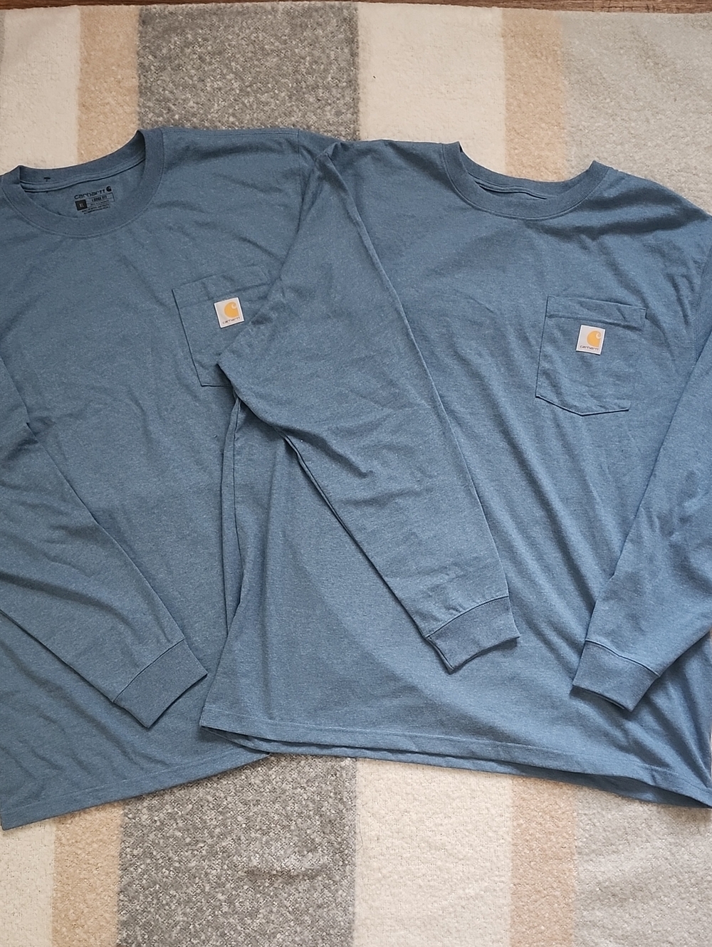 Lot of 2 Carhartt Long Sleeve Pocket T-Shirts Heather Blue Mens XL NWOT - Picture 2 of 10